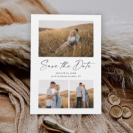 Invitación Magnética Guión moderno 3 Boda fotográfica Guardar la fecha