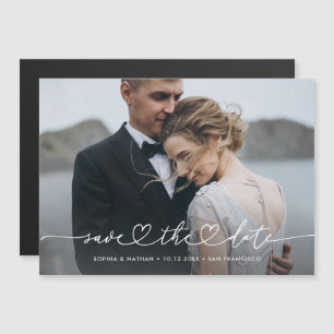 Invitación Magnética Guión romántico con corazón y foto para guardar la