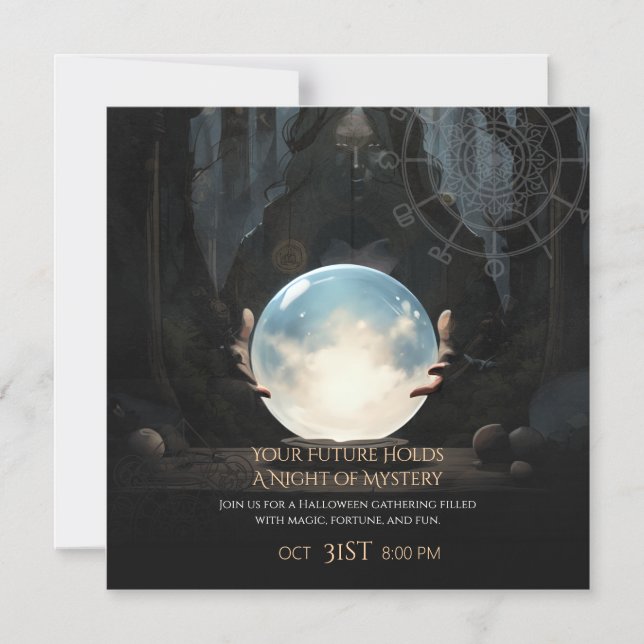 Invitación Magnética Halloween de la melodía mística Crystal Ball Fortu (Anverso)