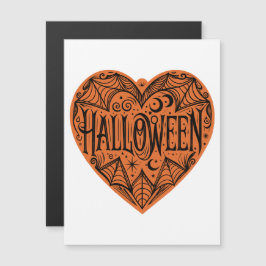 Invitación Magnética Halloween Heart, Orange Heart Shape, Holiday