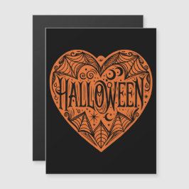 Invitación Magnética Halloween Heart, Orange Heart Shape, Holiday