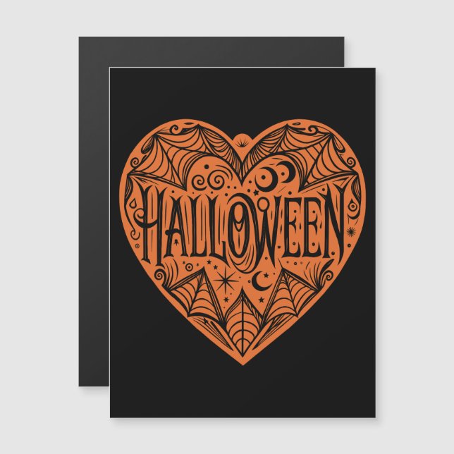 Invitación Magnética Halloween Heart, Orange Heart Shape, Holiday (Anverso/Reverso)