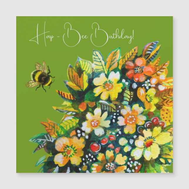 Invitación Magnética Hap - Cumpleaños de Abeja (Anverso)