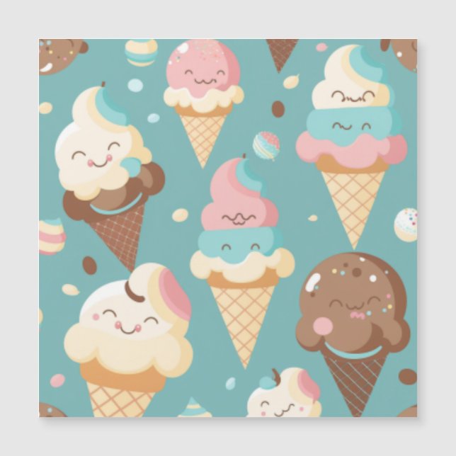 Invitación Magnética Helado colorido lindo (Anverso)