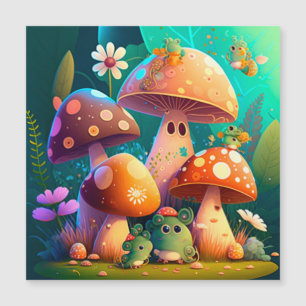 Invitación Magnética Hermosas setas verdes adorables para bebés