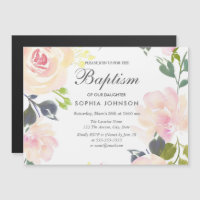 Hermoso bautismo floral rosa rosa suave invitan