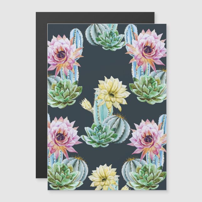 Invitación Magnética Hermoso patrón de Cactus (Anverso/Reverso)