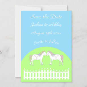 Invitación Magnética Hermosos caballos Bodas blancos salvan la fecha