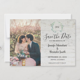 Invitación Magnética Hojas rusticas en una foto de madera de granero Gu