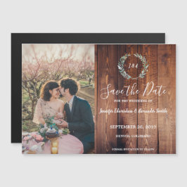 Invitación Magnética Hojas rusticas en una foto de madera de granero Gu