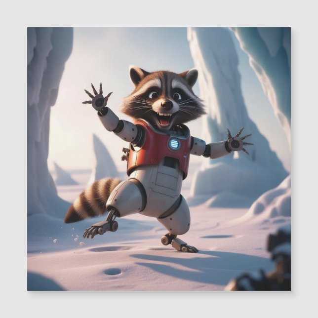 Invitación Magnética Hola, Hola Raccon (Anverso)