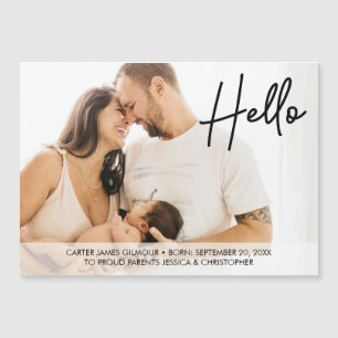 Invitación Magnética Hola Nacimiento Nacimiento Orgulloso foto familiar