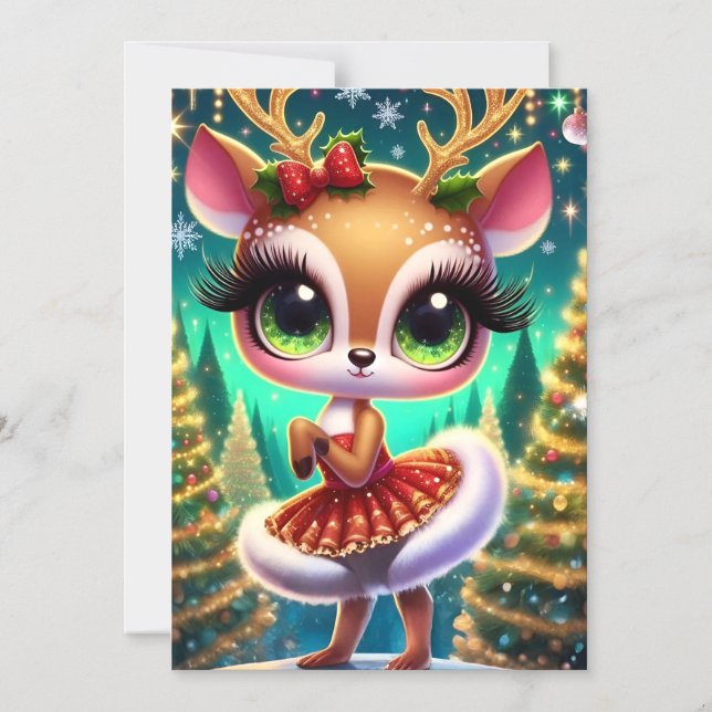 Invitación Magnética Holiday Ballet Reindeer Star (Anverso)