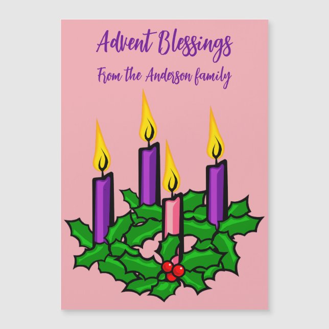 Invitación Magnética Holly Advent Wreath (Anverso)