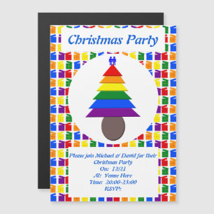 Invitación Magnética Hombres gay arcoiris árbol de Navidad y presenta P