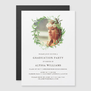 Invitación Magnética Huella Botánica Verde  Partido de Graduación