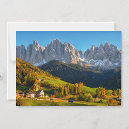 Invitación Magnética Iglesia y pueblo con paisaje montañoso