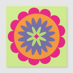 Invitación Magnética ilustracion de formas florales naranja y rosa