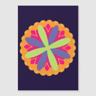 Invitación Magnética ilustracion de formas florales naranjas
