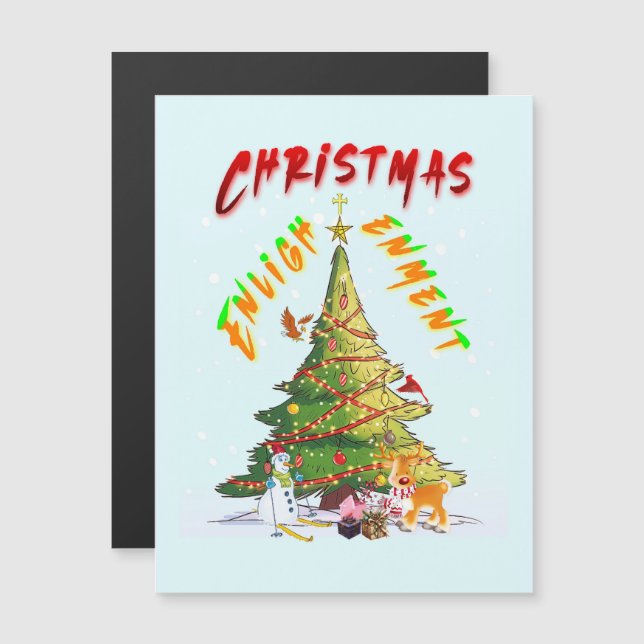 Invitación Magnética Ilustración de navidades (Anverso/Reverso)