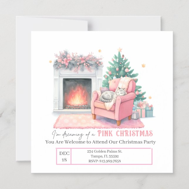 Invitación Magnética I'm Dreaming of a Pink Christmas Magnet Card (Anverso)