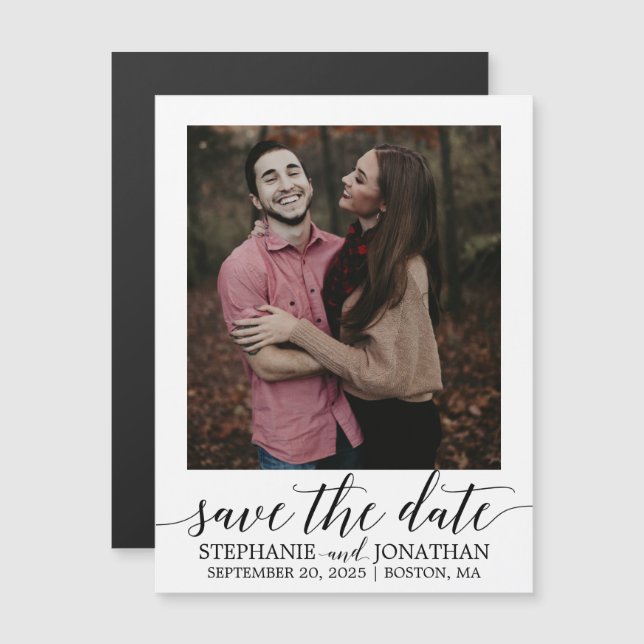 Invitación Magnética Imagen De Secuencia De Comandos Moderna Guarda Los (Anverso/Reverso)