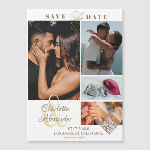 Invitación Magnética Imagen Personalizada 4 Fotografía Collage Save the