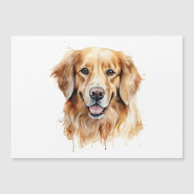 Invitación Magnética Impresión acuática Golden Retriever Dog art (Anverso)