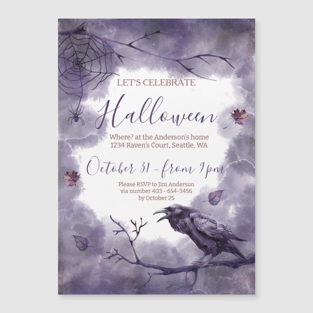Invitación Magnética Impresionantemente bella fiesta de Halloween en Pu (Anverso)