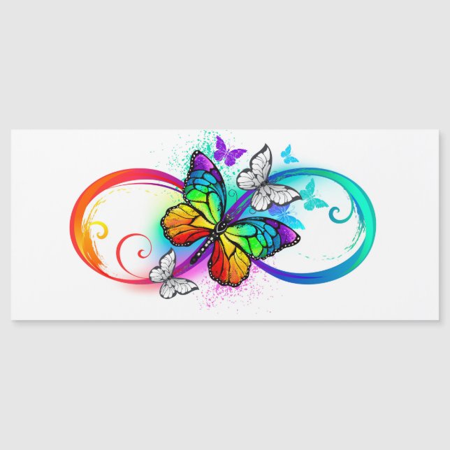 Invitación Magnética Infinidad brillante con la mariposa arcoiris (Anverso)
