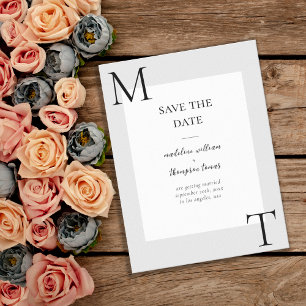 Invitación Magnética Iniciales Asimétricas Simples para Anuncio de Boda