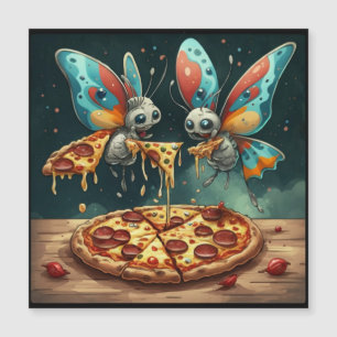 Invitación Magnética Insectos divertidos y lindos comiendo pizza ideas