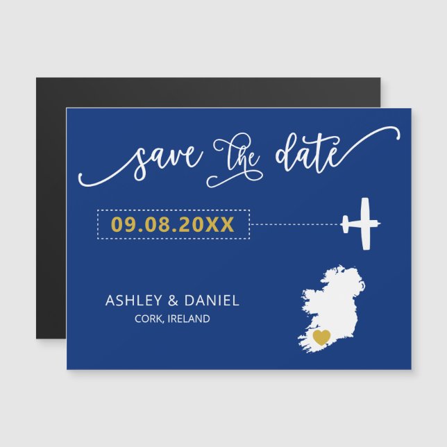 Invitación Magnética Irlanda Wedding Save the Date Card, mapa (Anverso/Reverso)