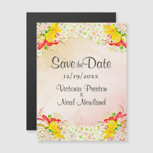 Invitación Magnética Jardín de flores de lirio Boda Guardar la fecha