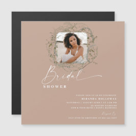 Invitación Magnética Jirones de verde eucalipto Foto regadera de boda M
