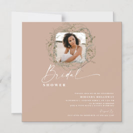 Invitación Magnética Jirones de verde eucalipto Foto regadera de boda M