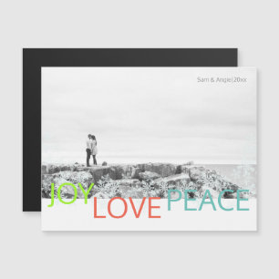 Invitación Magnética Joy Love Peace Minimalista Magnetic Photo Postcard