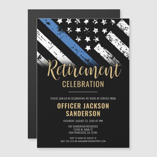 Invitación Magnética Jubilación de la policía Aplicación de la ley de l (Anverso/Reverso)