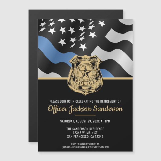 Invitación Magnética Jubilación de la policía Aplicación de la ley de l (Anverso/Reverso)