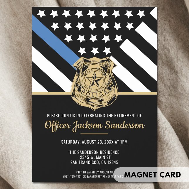 Invitación Magnética Jubilación de la policía Aplicación de la ley de l (Police Retirement Flag Law Enforcement Officer Magnetic Invitation)