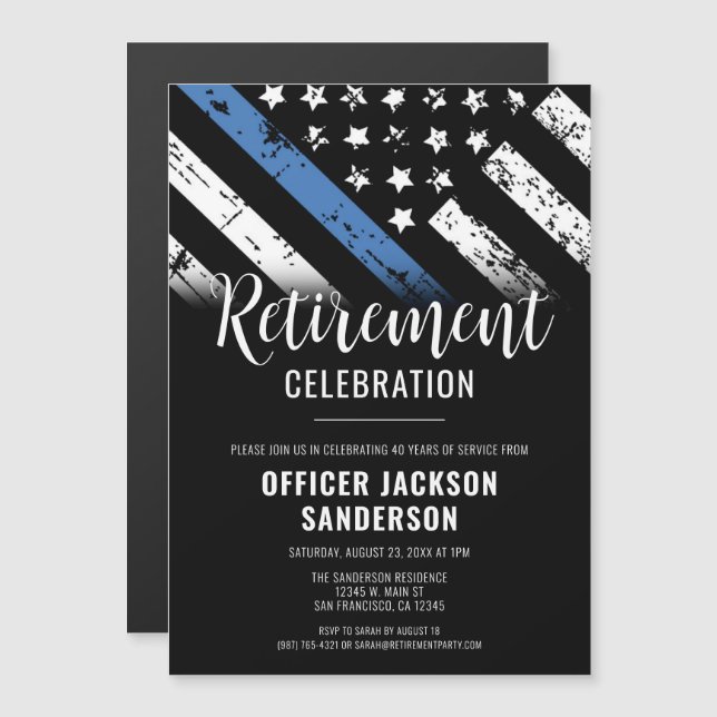 Invitación Magnética Jubilación de la policía Aplicación de la ley de l (Anverso/Reverso)