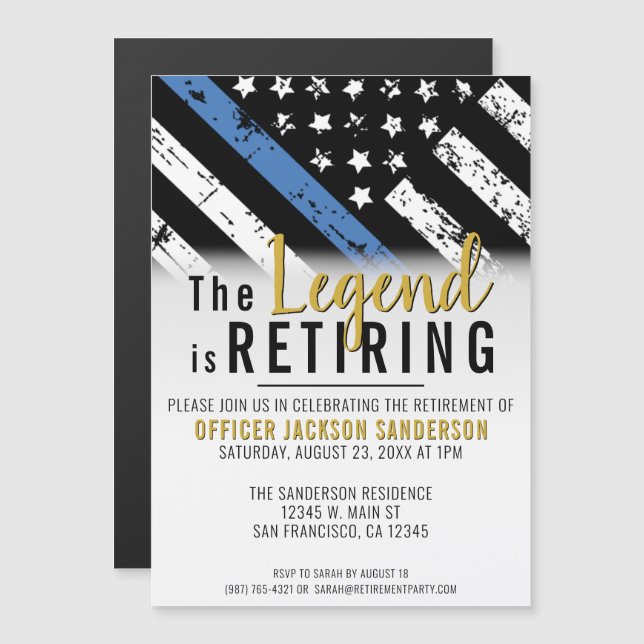 Invitación Magnética Jubilación de la policía Aplicación de la ley de l (Anverso/Reverso)