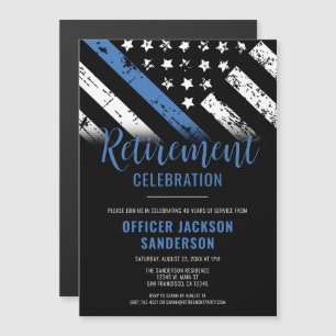 Invitación Magnética Jubilación de la policía de la línea azul delgada