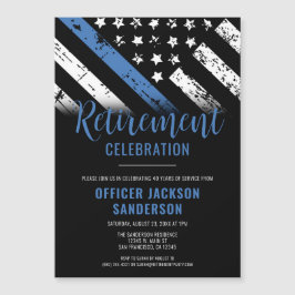 Invitación Magnética Jubilación de la policía de la línea azul delgada