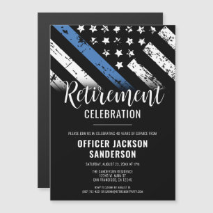 Invitación Magnética Jubilación de la Policía Línea Azul Fina Aplicació