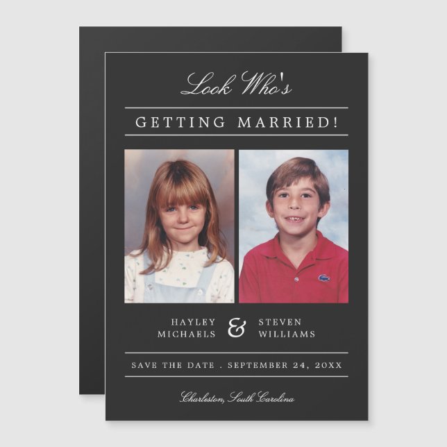 Invitación Magnética Kid Fotos de la vieja escuela Clásico con estilo|  (Anverso/Reverso)