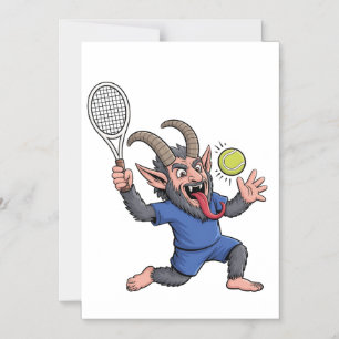 Invitación Magnética Krampus espeluznante jugando tenis Navidad