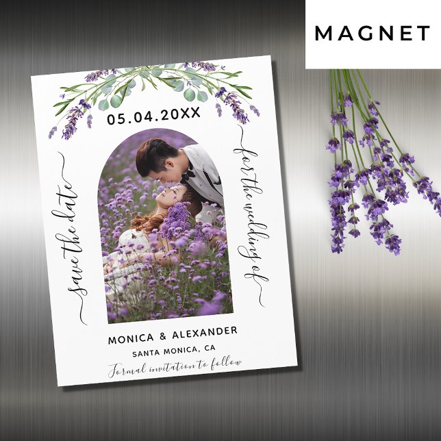 Invitación Magnética La boda fotográfica de Lavender eucalipto salva la (Subido por el creador)