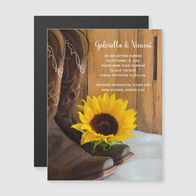 Invitación Magnética La boda occidental del girasol del país salva la f