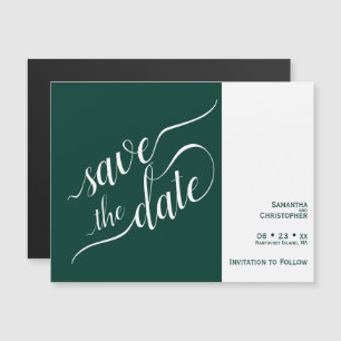 Invitación Magnética La caligrafía moderna de la boda esmeralda salva l